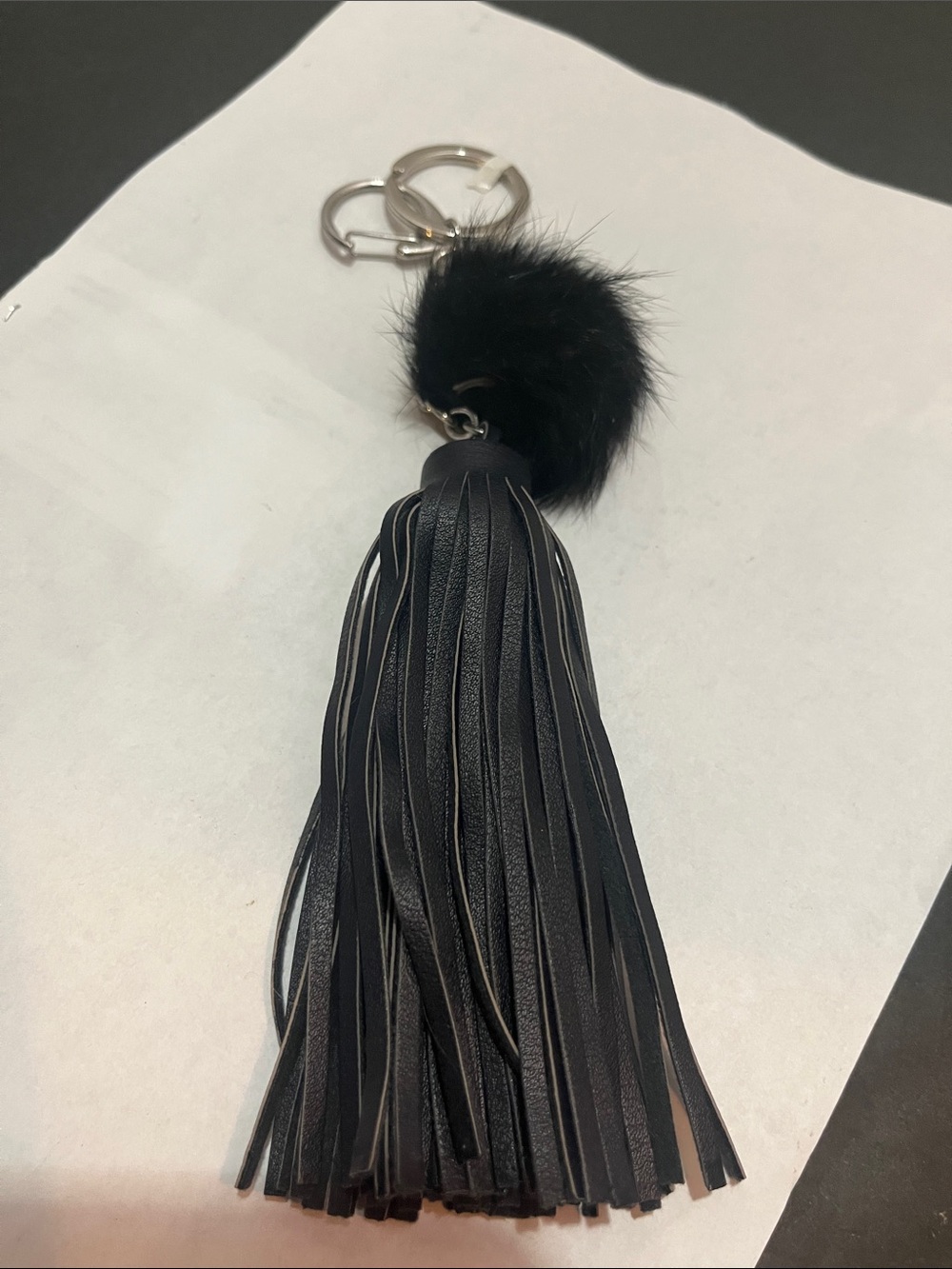 Leather Fur Key Chain Or Purse Swag
